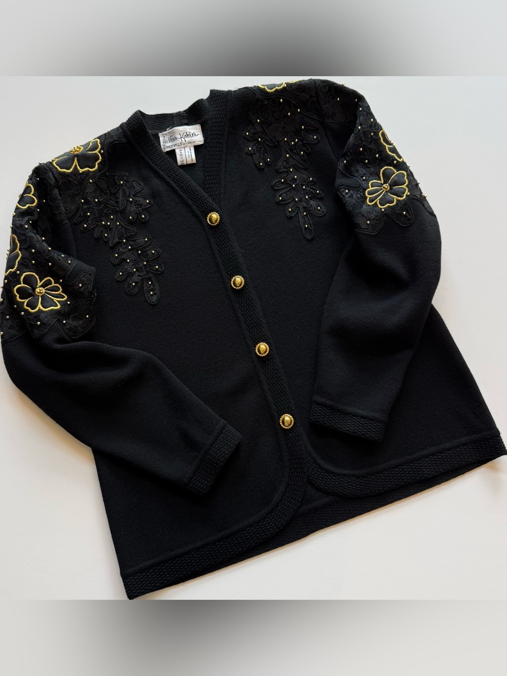 Vintage Arthur Kohler By Tricoville Of London Women’s 16 Black Cardigan Sweater